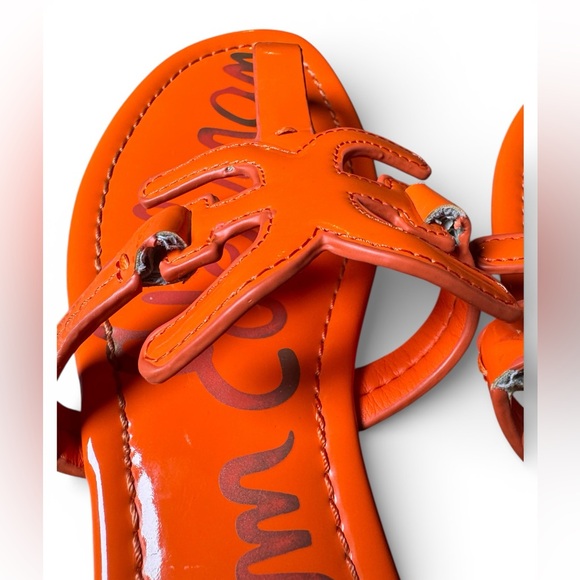 Sam Edelman Carter Orange Leather Flat Sandals Women’s 7.5 - Picture 9 of 11